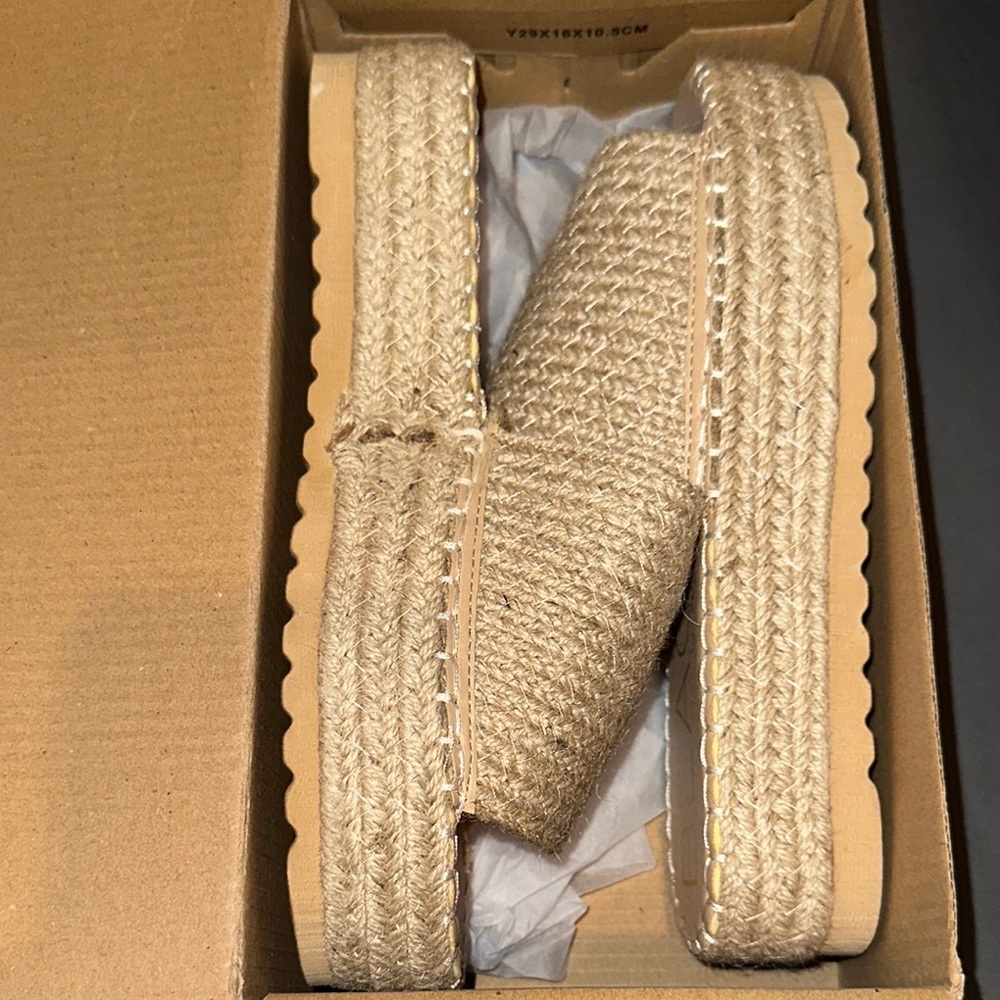 Women's Woven Tan Wedge Sandals